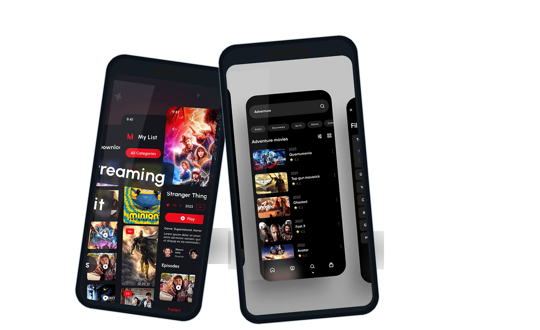 Приложение Кинотеатр - интерфейс просмотра фильмов
